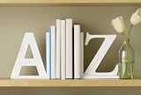 A to Z Bookends (White) (7.5H x 8W x 3.25D)