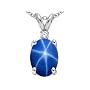 1.52 cttw 10k Gold Lab Created Star Sapphire and Genuine Diamond Pendant - White or Yellow Gold