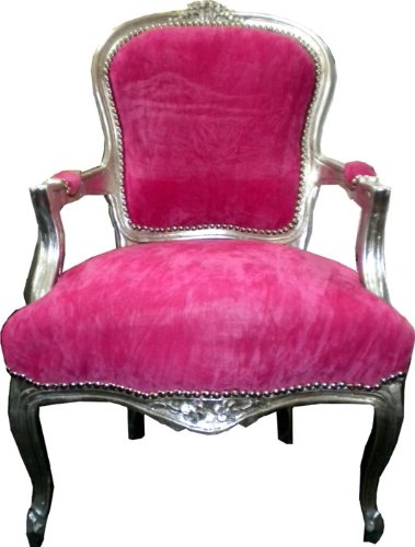 Barock Salon Stuhl Pink/Silber Thron Sofa Möbel Rokoko Prunk Tron - Sehr edel! Barock Stühle