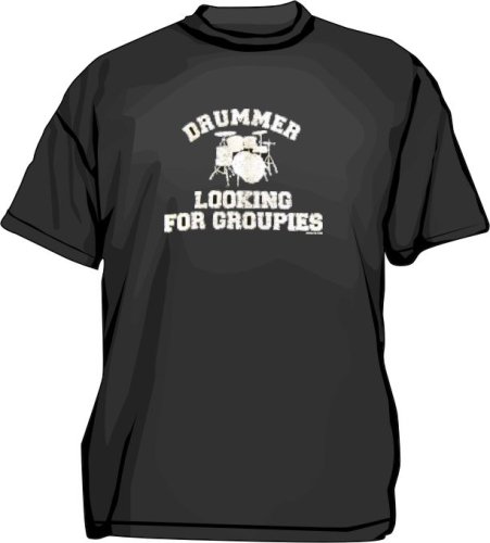 Click here to buy Drummer Looking For Groupies Distressed Logo Kids T Shirt 2T thru Youth XL.