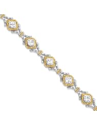 Sterling Silver Vermeil Vintage Style Cz Bracelet, Best Quality Free Gift Box Satisfaction Guaranteed