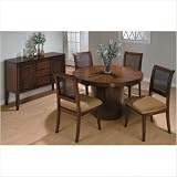 Cambridge 6 Piece DrumTable with Cane Back Chairs Set in Boston Brown