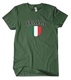 (Cybertela) Italia Flag Crest Men's T-shirt Country Pride Shield Tee (Hunter Green, 3X-Large)