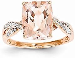 14k Rose Gold Diamond & Morganite Rectangle Ring. Carat Wt- 0.08ct. Gem Wt- 3ct