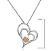 Sterling Silver and 14K Gold Diamond Heart Pendant-Necklace