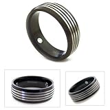 8mm Men's Black Titanium Magnetic Grooved Ring Band Size12