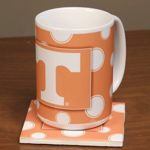 Tennessee Volunteers Ceramic Polka Dot Coffee Mug and Coaster