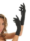 Unique 2 in 1 Black Gloves with Fingerless Black Lace Cuff Overlay Wear together or as Separates