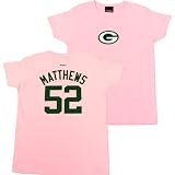 Green Bay Packers Clay Matthews Pink Player Name & Number Women's T-Shirt, Large