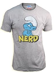 Junk Food The Smurfs Nerd Steel Gray Adult T-Shirt Tee