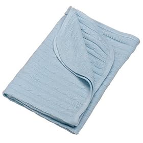 Wamsutta - Cable Baby Blanket - Blue Chenille