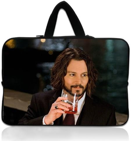 HUADO New Style the tourist frank tupelo johnny depp Laptop Handbag Portable Laptop Carrying Bag Twin Sides Patterns Waterproof Canvas Fabric Case for 13 13.3 Inch Laptop