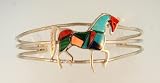 Turquoise Inlaid Horse Cuff Bracelet