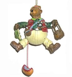 5" Fishing Hunting Pull Toy Bear Christmas Ornament
