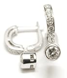 Diamond Dangle Earring on Half Hoop Circle, 18k White Gold (T.w 0.85)