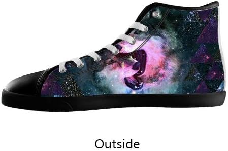 Generic Animals Tappy Wolf Color Galaxy Nebula Fashion Hipster Personalized For Custom Black Round Toe High Top Lace-Up Canvas Running Shoes For Men Boy