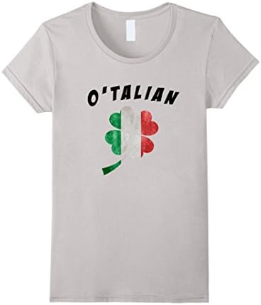 Women's Italian Shirts - O'Talian Italy Flag Funny T-Shirt Shamrock Small Silver