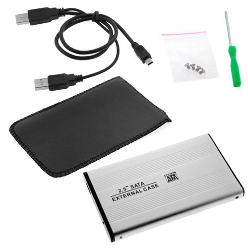 GTMax 2.5 USB 2.0 SATA HDD Hard Disk Drive Case Enclosure - Silver