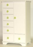 Berg Oslo Chiffarobe with 7 Drawers and 1 Large Door White/Lime