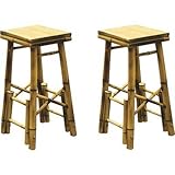 Home Style BABBS2 2-Piece Outdoor Bamboo Bar Stool Set Home Style BABBS2 2-Piece Outdoor Bamboo Bar Stool Set