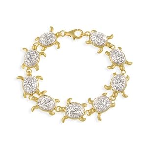 18K Gold over Sterling Silver Turtle Link Bracelet
