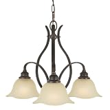 Murray Feiss F2049/3GBZ Morningside Three-Light Chandelier, Grecian Bronze with Cream Snow Glass Shades