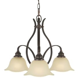 Murray Feiss F2049/3GBZ Morningside Three-Light Chandelier, Grecian Bronze with Cream Snow Glass Shades