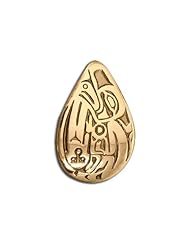 14K Yellow Gold Northwest Coast Native American Shaman Lg Pendant. Made in USA.
