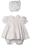 Petit Ami Newborn Girls Christening Smocked Dress Set.