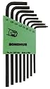Bondhus 32432 Set of 8 Tamper Resistant Star L-wrenches, Long Length, sizes TR6-TR25