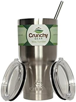 Crunchy Gear Stainless Steel Travel Tumbler (30 oz.) Vacuum Insulated Tumbler with Double Wall Insulation - No Sweat, Leak Proof Drinkware - Perfect Travel Mug &amp; Thermos
