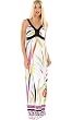The Contrast Trimmed Strappy Border Print Maxi Dress
