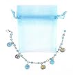 Bracelet - B269 - Lampwork, Fire Polished Glass and Swarovski (tm) Crystal Beads - Adjustable to Fit + Matching Organza Bag ~ Aqua