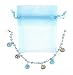 Bracelet - B269 - Lampwork, Fire Polished Glass and Swarovski (tm) Crystal Beads - Adjustable to Fit + Matching Organza Bag ~ Aqua