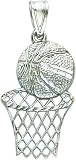 14K White Gold Basketball & Hoop Charm