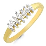 14K Yellow Gold 1/4 Carat Diamond Marquise Cut Ring - Size 7