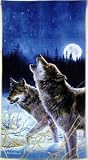 Review Biederlack  / Moonlight WOLVES Hautman WOLF Bath or BEACH TOWEL