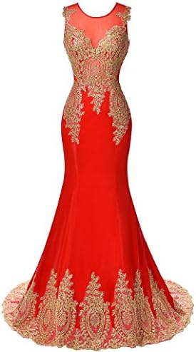 Mermaid Trumpt Long Evening Maxi Prom Gowns Red Size 6
