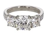 Platinum Cushion Cut 3-Stone Diamond Ring (GIA Certified 2.33 ct center, 4.51 cttw, I-J Color, VS1-2 Clarity), Size 6