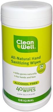 New - CleanWell All-Natural Hand Sanitizing Wipes Original - 40 Wipes