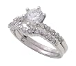 SilverBin Sterling Silver Bridal Set Round CZ Ring with Channel Set CZ Accents