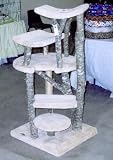 Round & Round 5 Level Rustic Cat Tree : Color BEIGE : Leg Covering NO SISAL ROPE : Size 3 CRADLES, 2 ROUND PLATFORMS
