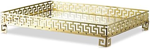 Greek Key 18 Inche Square Mirror Serving Tray