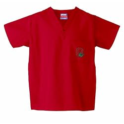 Ohio State Buckeyes NCAA Classic Scrub 1 Pocket Top Leaf Logo (Red)