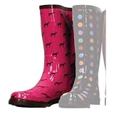 Western Chief Tiny Horses Rubber Rain Boot, Teal and Brown, Ladies Sizes 6, 7, 8, 9, and 10 by Western Chief