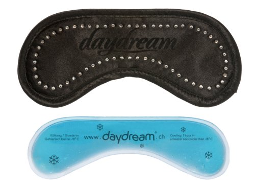 daydream  Black S-4001 Schlafmaske in Schwarz mit Swarovski ELEMENTS Steinen, ca. 20 x 9 cm, mit K&uuml;hlkissen