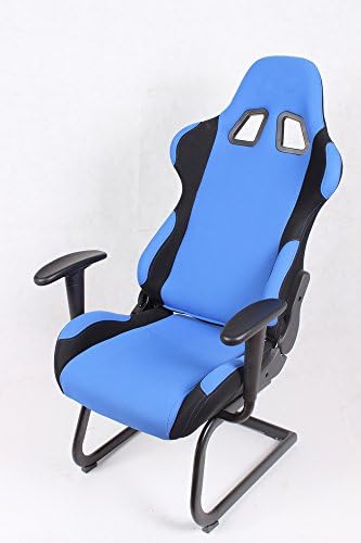 EZ Lounge Modern Racing Car Seat Office Jeep Side Desk Gaming Chair (Blue/Black)