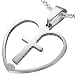 The Stainless Steel Jewellery Shop - Love Heart Pendant with Cross - Includes Chain - Includes a Vel