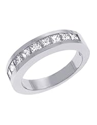 14K White Gold 1.05cttw Princess Diamond Ring Band
