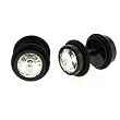 Black Anodized Stainless Steel Faux Plug - Clear CZ- 16g Stud - 8mm Fake Plug - Sold as a Pair Black Anodized Stainless Steel Faux Plug - Clear CZ- 16g Stud - 8mm Fake Plug - Sold as a Pair